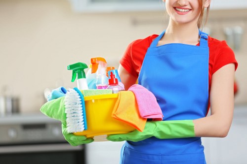 Professional home cleaners working in a modern SE1 apartment